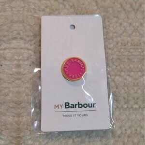 Barbour Pinback Button Pin Badge Brooch - Pink - Beaufort Bedale Ashby Jacket